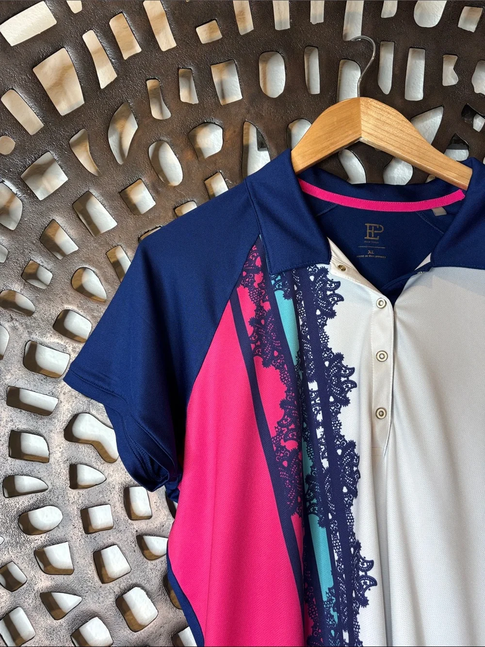 💙 EP Pro Women’s Golf Polo XL Navy Pink White Stretch Performance Top 💙 - Picture 2 of 10